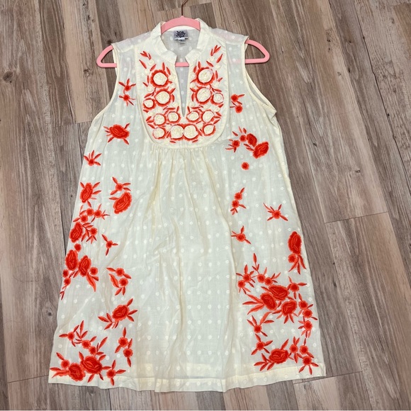 ivy Jane sleeveless ivory embroidered flower dress v neck size Large - Picture 8 of 10